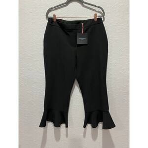Cynthia Rowley Black Cropped Ruffle Hem Dressy Pants Sz 12 NWT